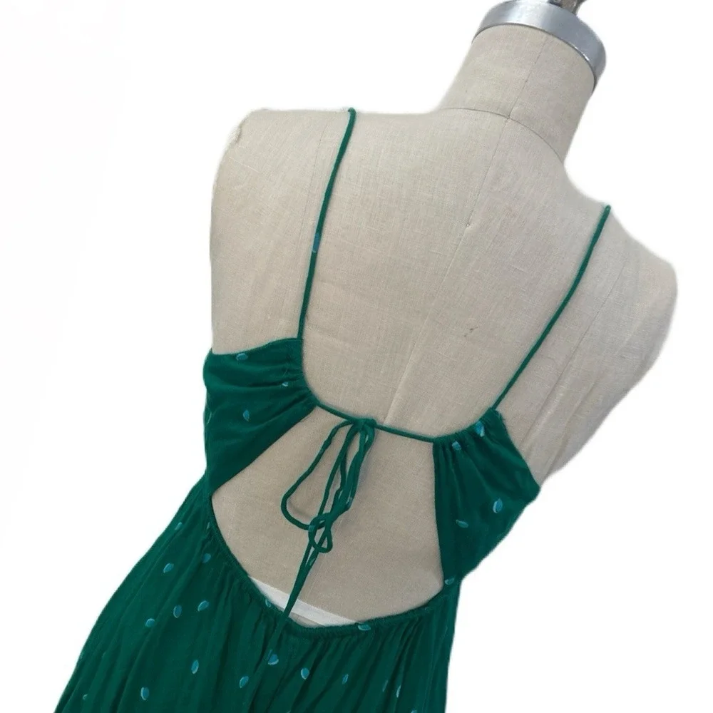 Intimately Free People Green Polka Dot Mini Dress 100% Rayon‎ Women's Size S